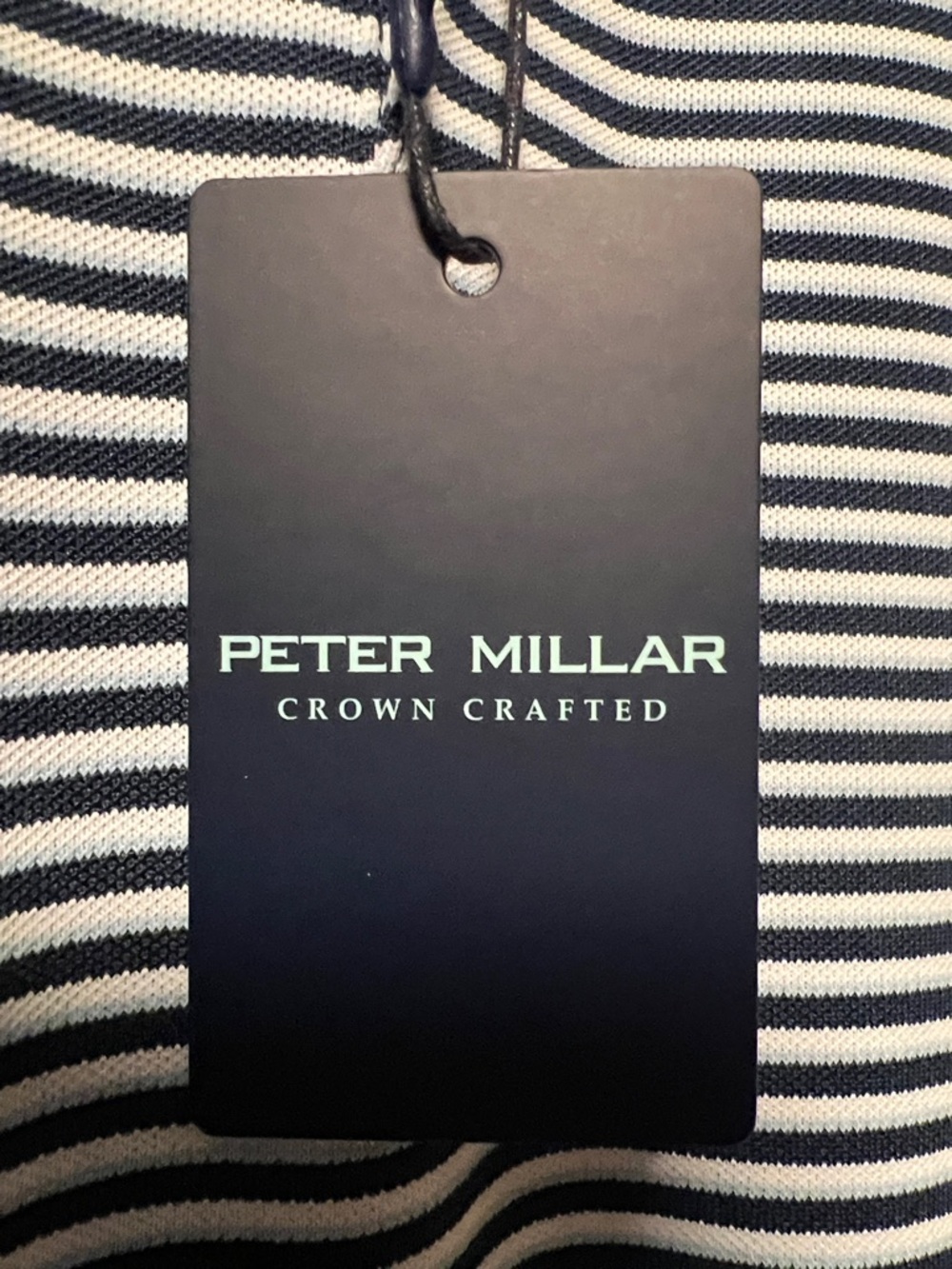 Brand New Peter Millar Crown Crafted Stretch Classic Navy & White Striped Polo! - Picture 8 of 12